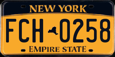 NY license plate FCH0258