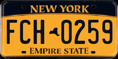NY license plate FCH0259