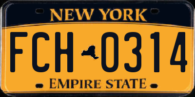 NY license plate FCH0314