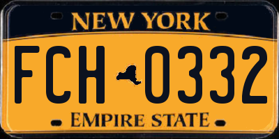 NY license plate FCH0332