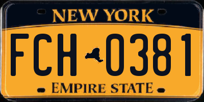 NY license plate FCH0381