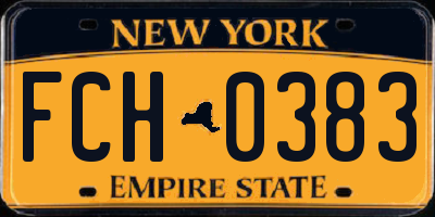 NY license plate FCH0383