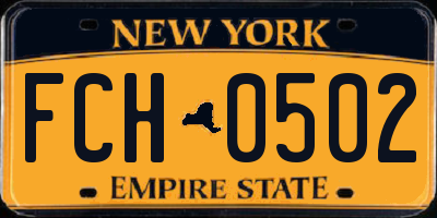 NY license plate FCH0502