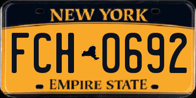 NY license plate FCH0692