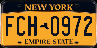 NY license plate FCH0972