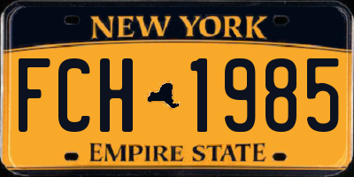 NY license plate FCH1985