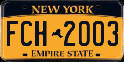 NY license plate FCH2003