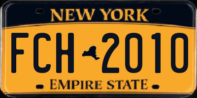 NY license plate FCH2010