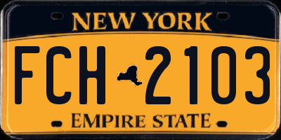 NY license plate FCH2103