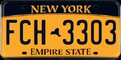 NY license plate FCH3303