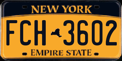 NY license plate FCH3602