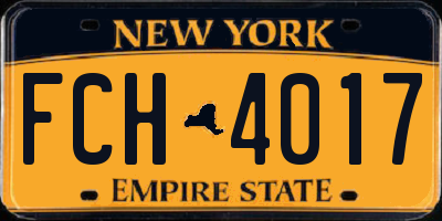 NY license plate FCH4017
