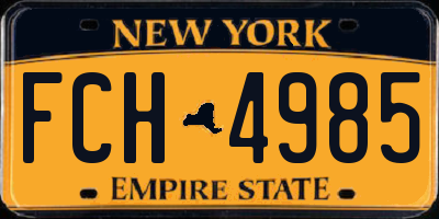 NY license plate FCH4985
