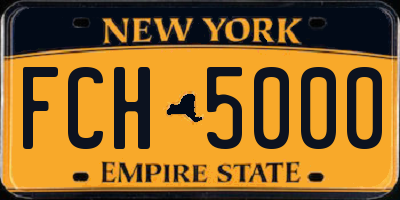 NY license plate FCH5000