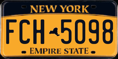 NY license plate FCH5098