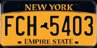 NY license plate FCH5403