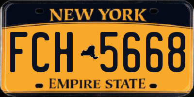 NY license plate FCH5668