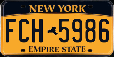 NY license plate FCH5986