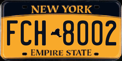 NY license plate FCH8002