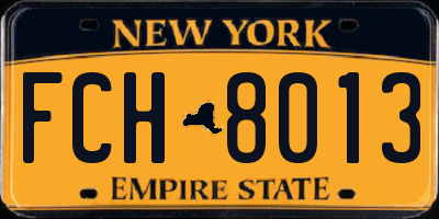 NY license plate FCH8013