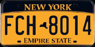 NY license plate FCH8014