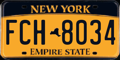 NY license plate FCH8034