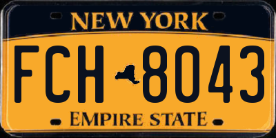 NY license plate FCH8043