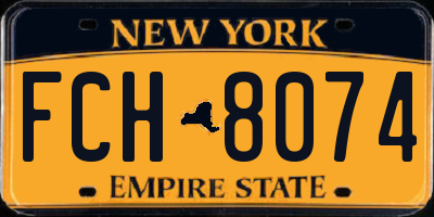 NY license plate FCH8074