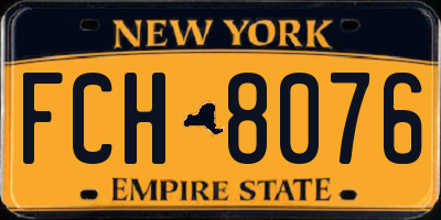 NY license plate FCH8076