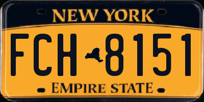 NY license plate FCH8151