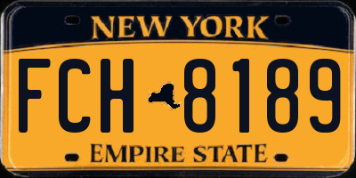NY license plate FCH8189