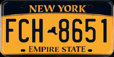 NY license plate FCH8651