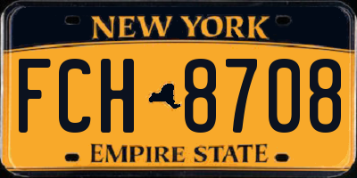 NY license plate FCH8708