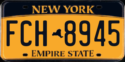 NY license plate FCH8945