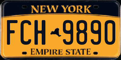 NY license plate FCH9890