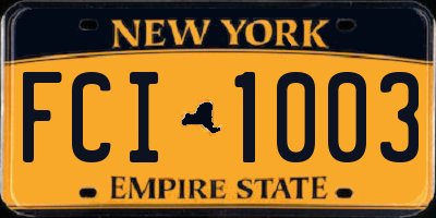 NY license plate FCI1003