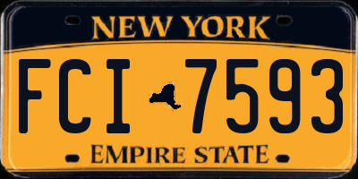 NY license plate FCI7593