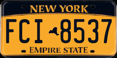 NY license plate FCI8537