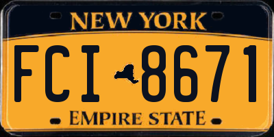 NY license plate FCI8671