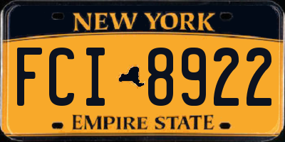 NY license plate FCI8922