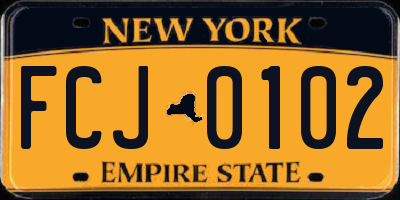 NY license plate FCJ0102
