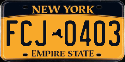 NY license plate FCJ0403