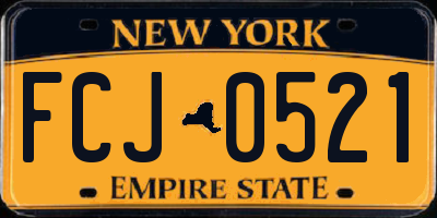 NY license plate FCJ0521