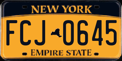 NY license plate FCJ0645