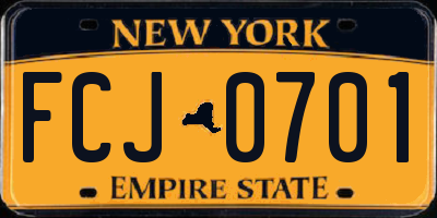 NY license plate FCJ0701