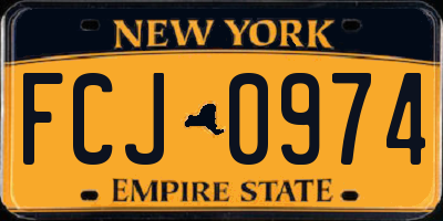 NY license plate FCJ0974