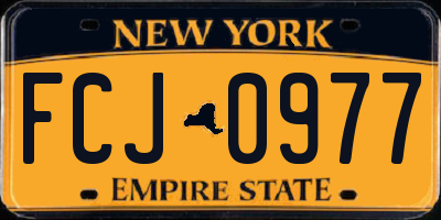 NY license plate FCJ0977