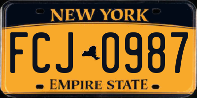 NY license plate FCJ0987