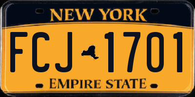 NY license plate FCJ1701