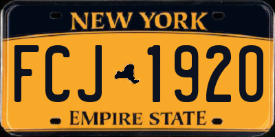 NY license plate FCJ1920